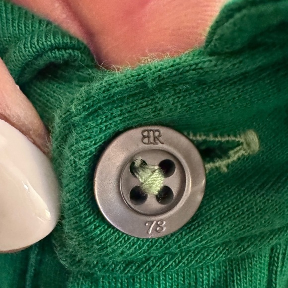 💚BANANA REPUBLIC Green Striped Polo Shirt Size L - Picture 3 of 5